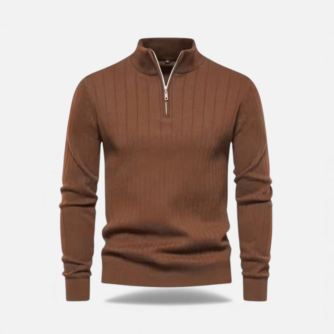 Charles Maison | Men’s Warm Minimalist Zippered Knit Sweater