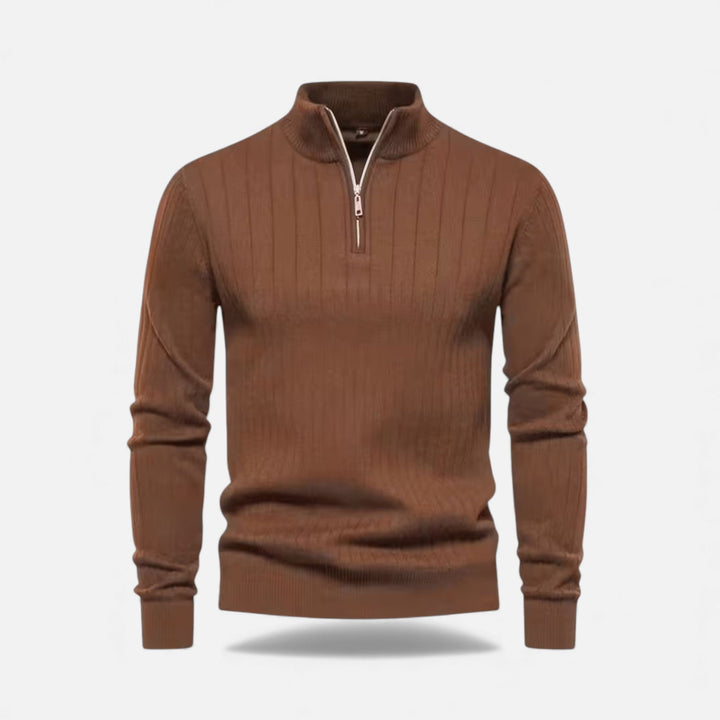 Charles Maison | Men’s Warm Minimalist Zippered Knit Sweater