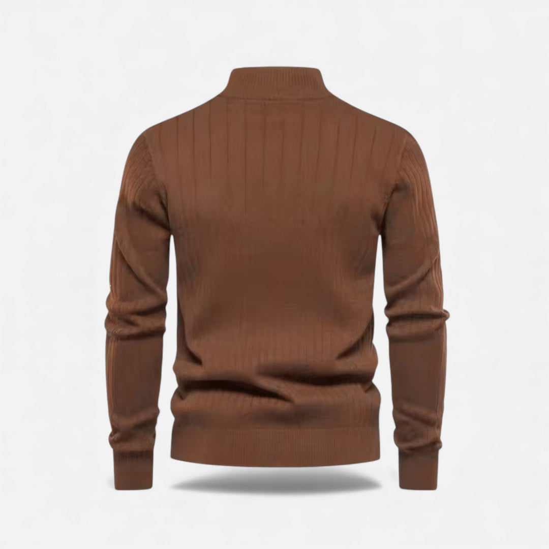 Charles Maison | Men’s Warm Minimalist Zippered Knit Sweater