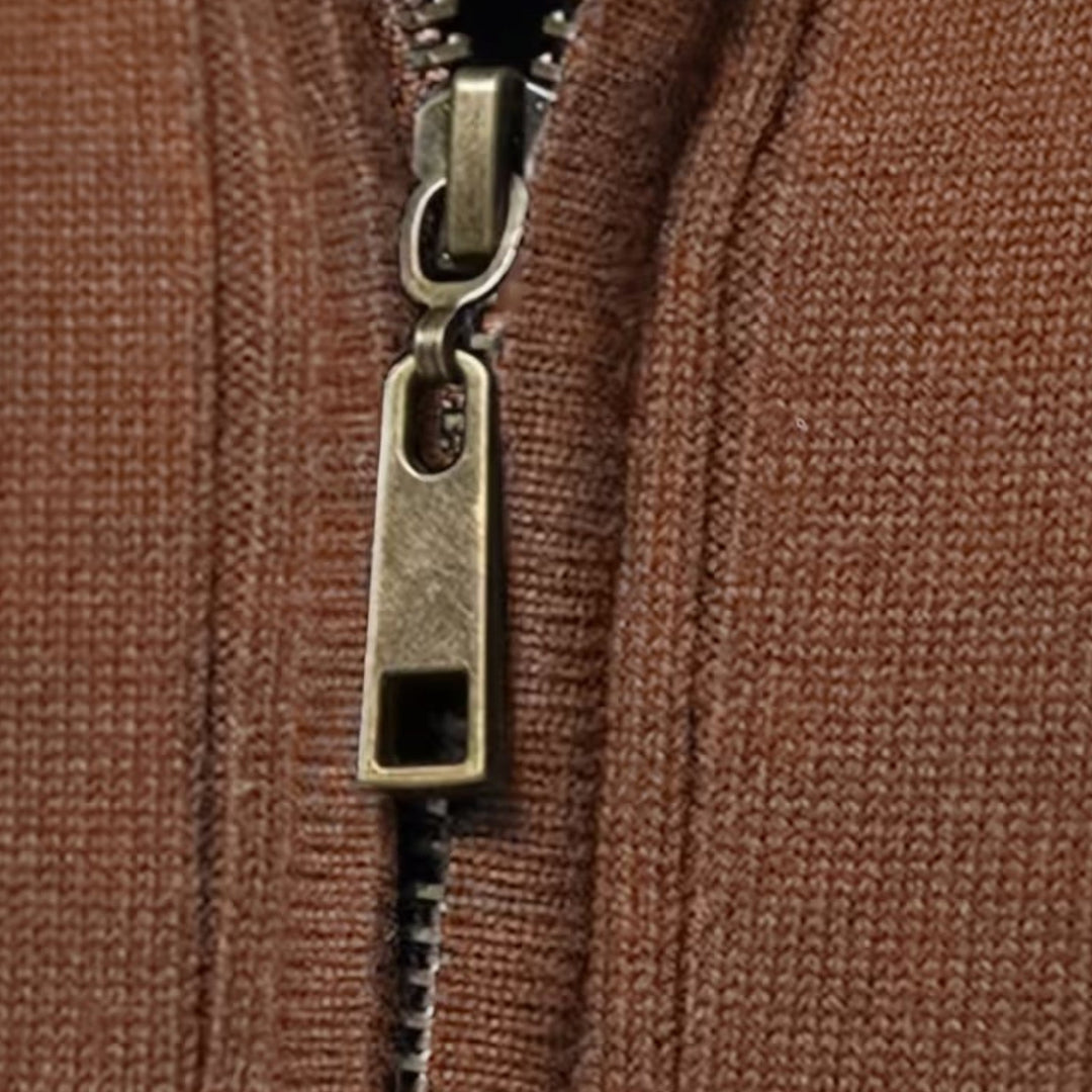 Charles Maison | Men’s Warm Minimalist Zippered Knit Sweater