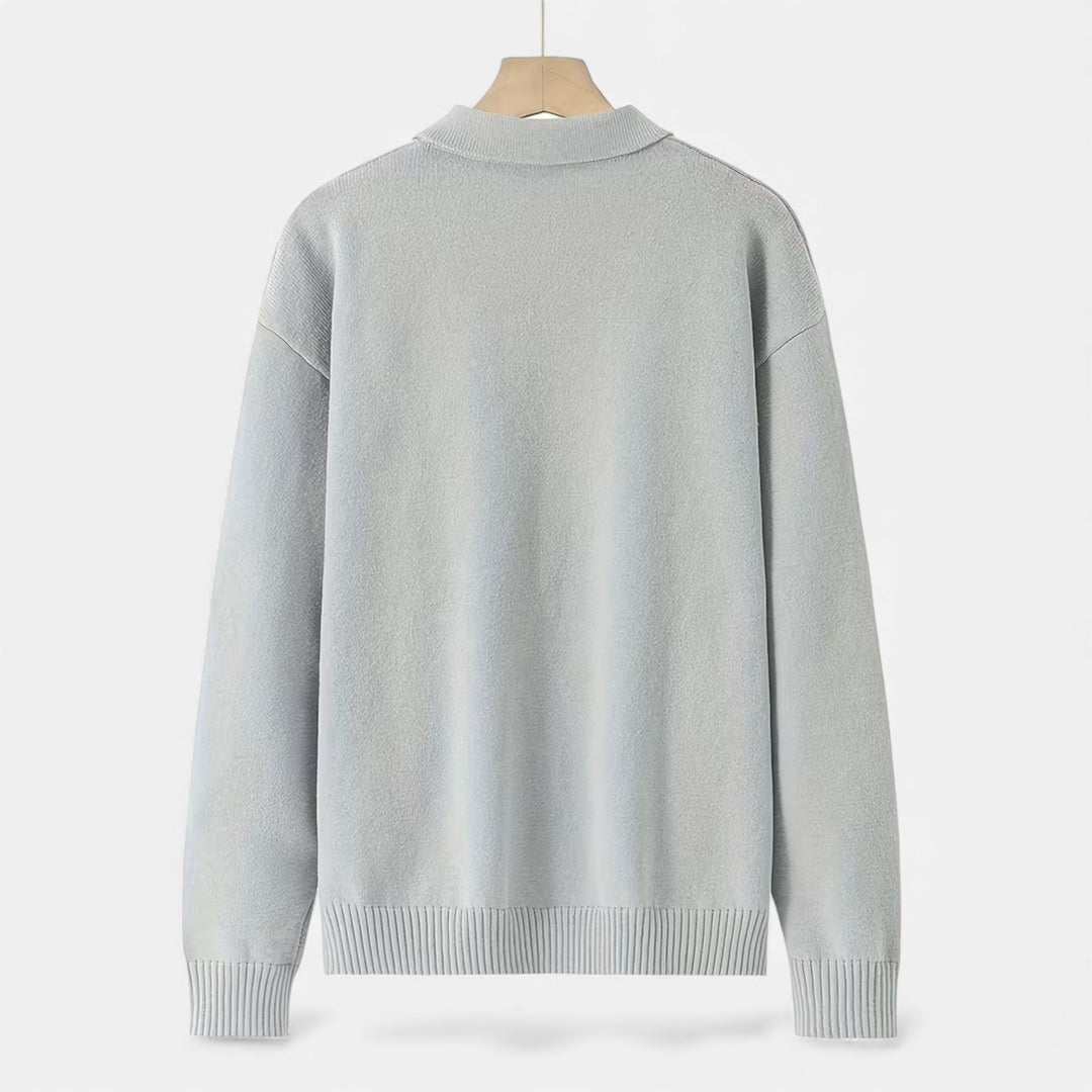 Charles Maison | Men’s Loose-Fit Button-Up Polo Sweater