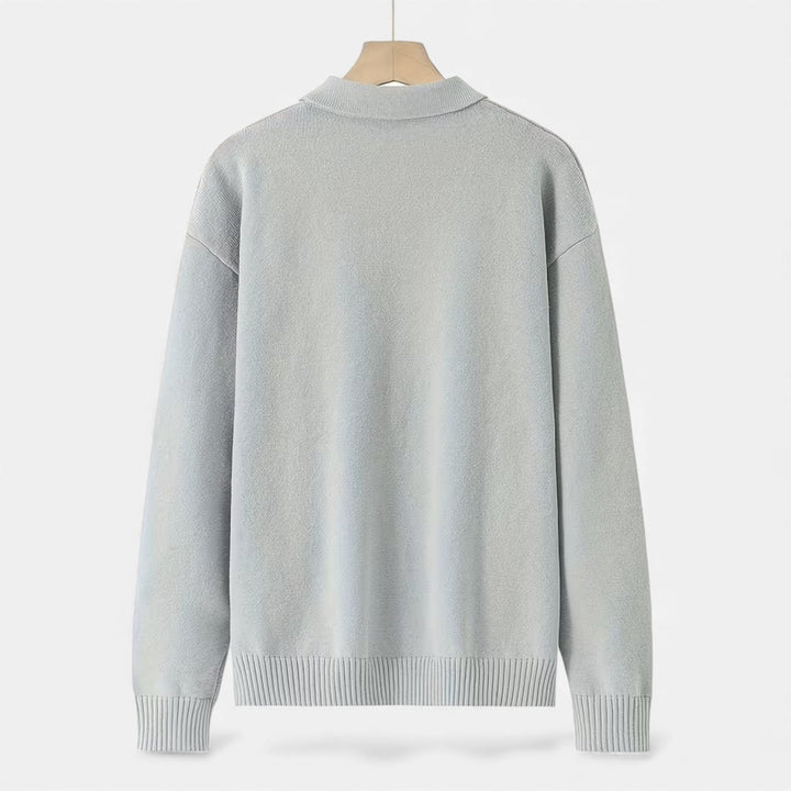Charles Maison | Men’s Loose-Fit Button-Up Polo Sweater