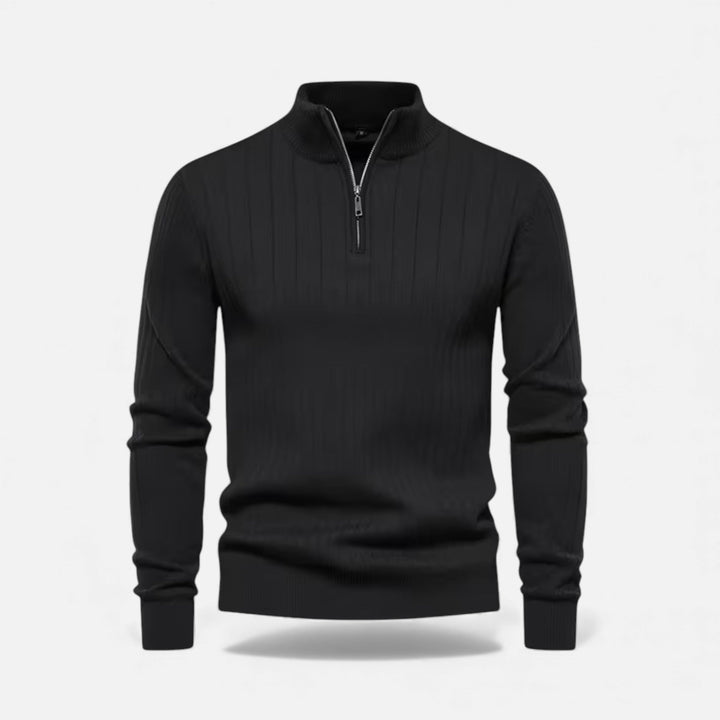 Charles Maison | Men’s Warm Minimalist Zippered Knit Sweater
