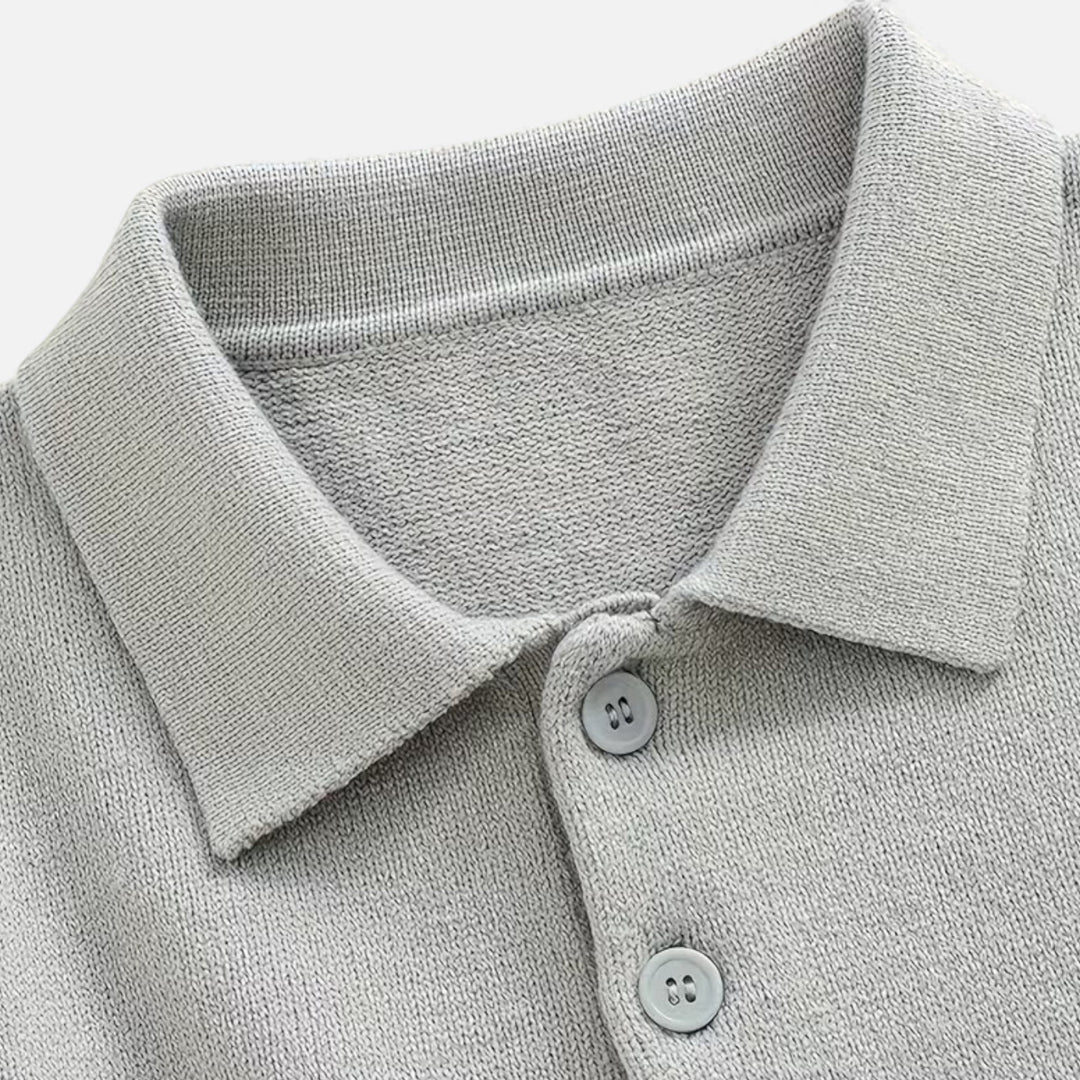 Charles Maison | Men’s Loose-Fit Button-Up Polo Sweater
