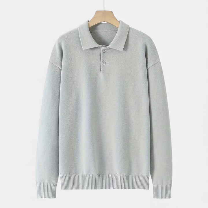 Charles Maison | Men’s Loose-Fit Button-Up Polo Sweater