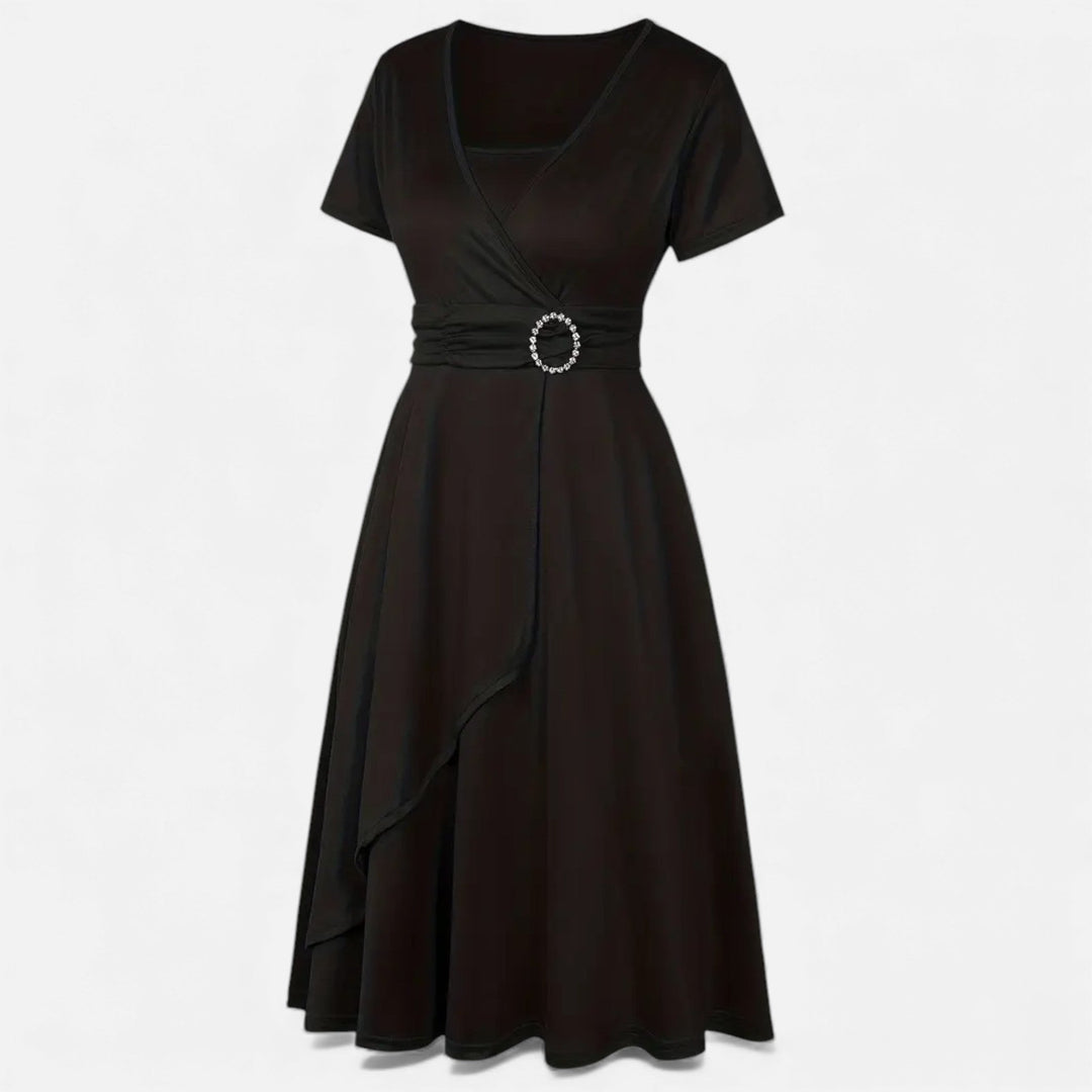Charles Maison | Women’s Rhinestone V-Neck Asymmetrical Evening Dress