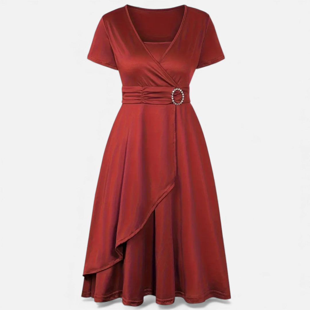 Charles Maison | Women’s Rhinestone V-Neck Asymmetrical Evening Dress