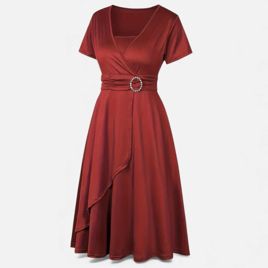 Charles Maison | Women’s Rhinestone V-Neck Asymmetrical Evening Dress