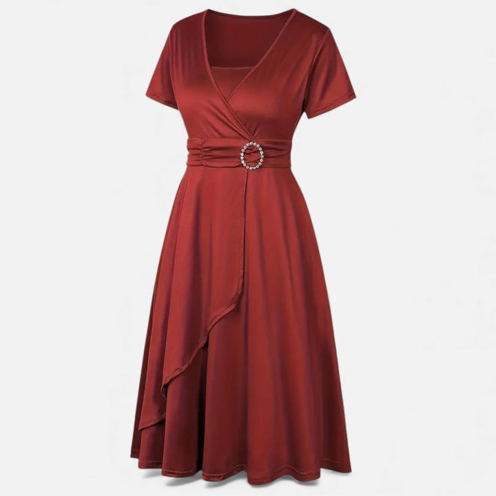 Charles Maison | Women’s Rhinestone V-Neck Asymmetrical Evening Dress