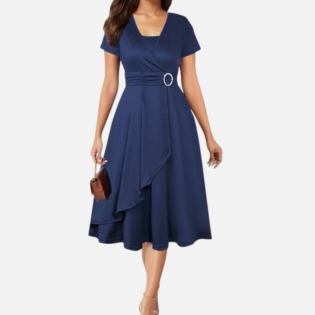 Charles Maison | Women’s Rhinestone V-Neck Asymmetrical Evening Dress