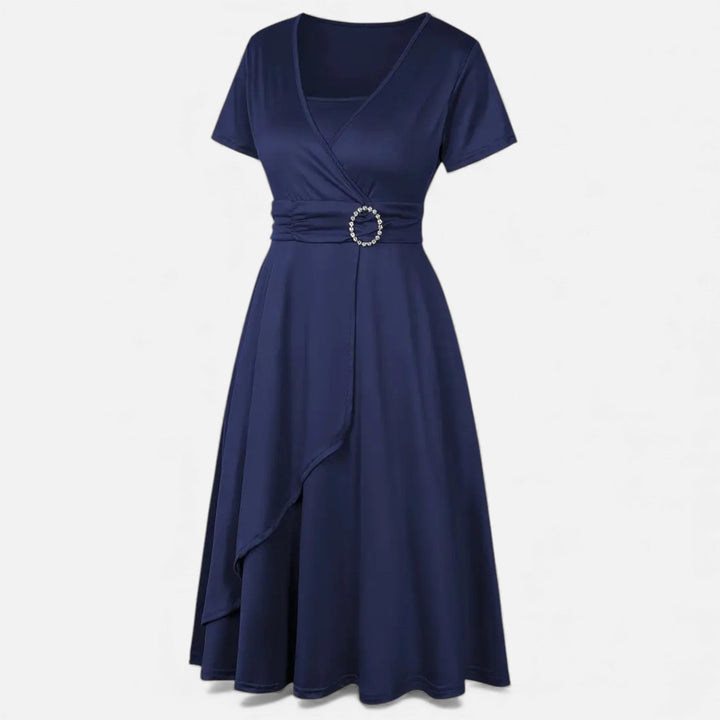 Charles Maison | Women’s Rhinestone V-Neck Asymmetrical Evening Dress