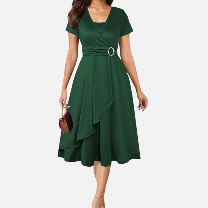Charles Maison | Women’s Rhinestone V-Neck Asymmetrical Evening Dress