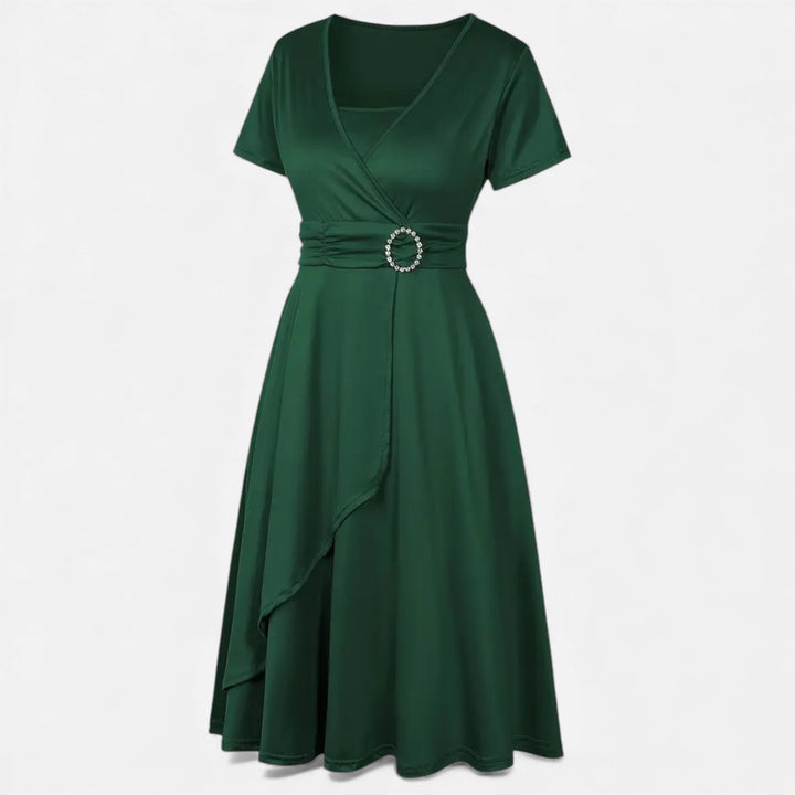Charles Maison | Women’s Rhinestone V-Neck Asymmetrical Evening Dress