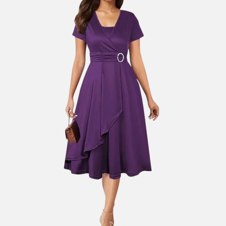 Charles Maison | Women’s Rhinestone V-Neck Asymmetrical Evening Dress