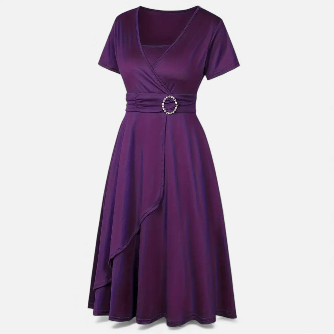 Charles Maison | Women’s Rhinestone V-Neck Asymmetrical Evening Dress