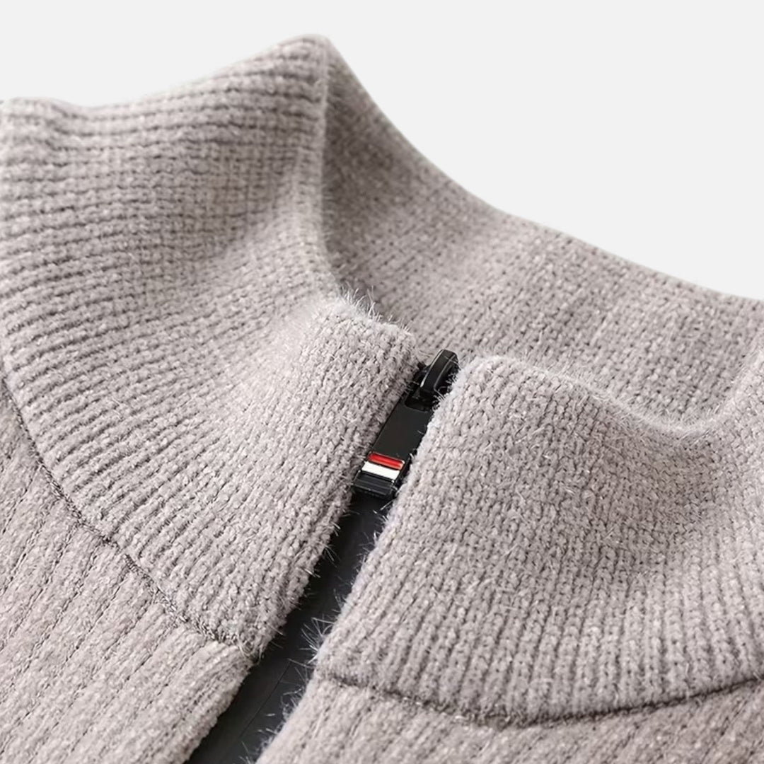 Charles Maison | Men’s Thick Half-Zip Striped Knit Sweater