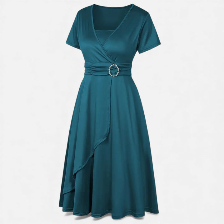 Charles Maison | Women’s Rhinestone V-Neck Asymmetrical Evening Dress