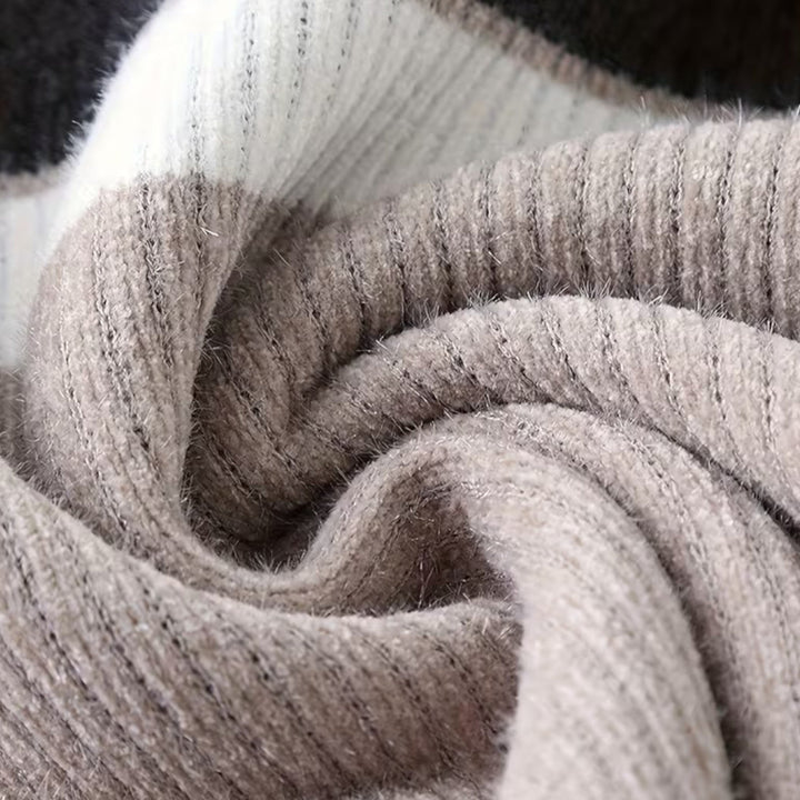 Charles Maison | Men’s Thick Half-Zip Striped Knit Sweater