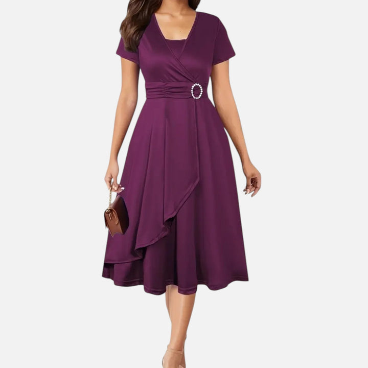 Charles Maison | Women’s Rhinestone V-Neck Asymmetrical Evening Dress