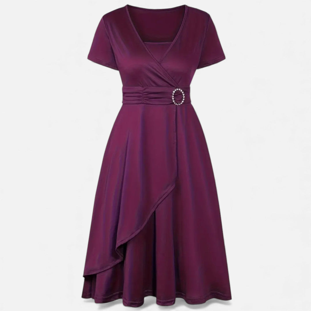 Charles Maison | Women’s Rhinestone V-Neck Asymmetrical Evening Dress
