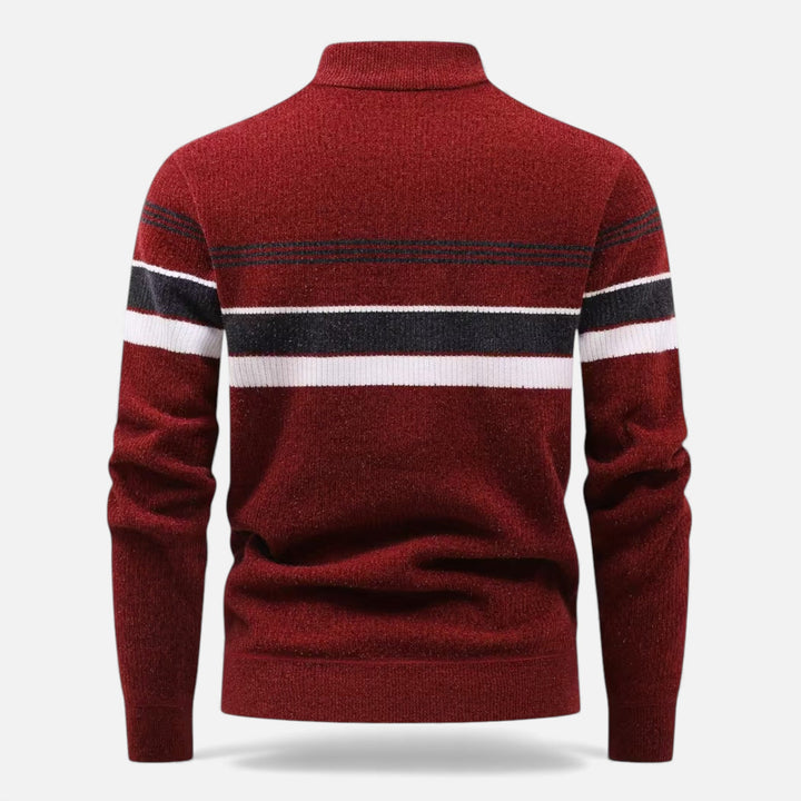 Charles Maison | Men’s Thick Half-Zip Striped Knit Sweater