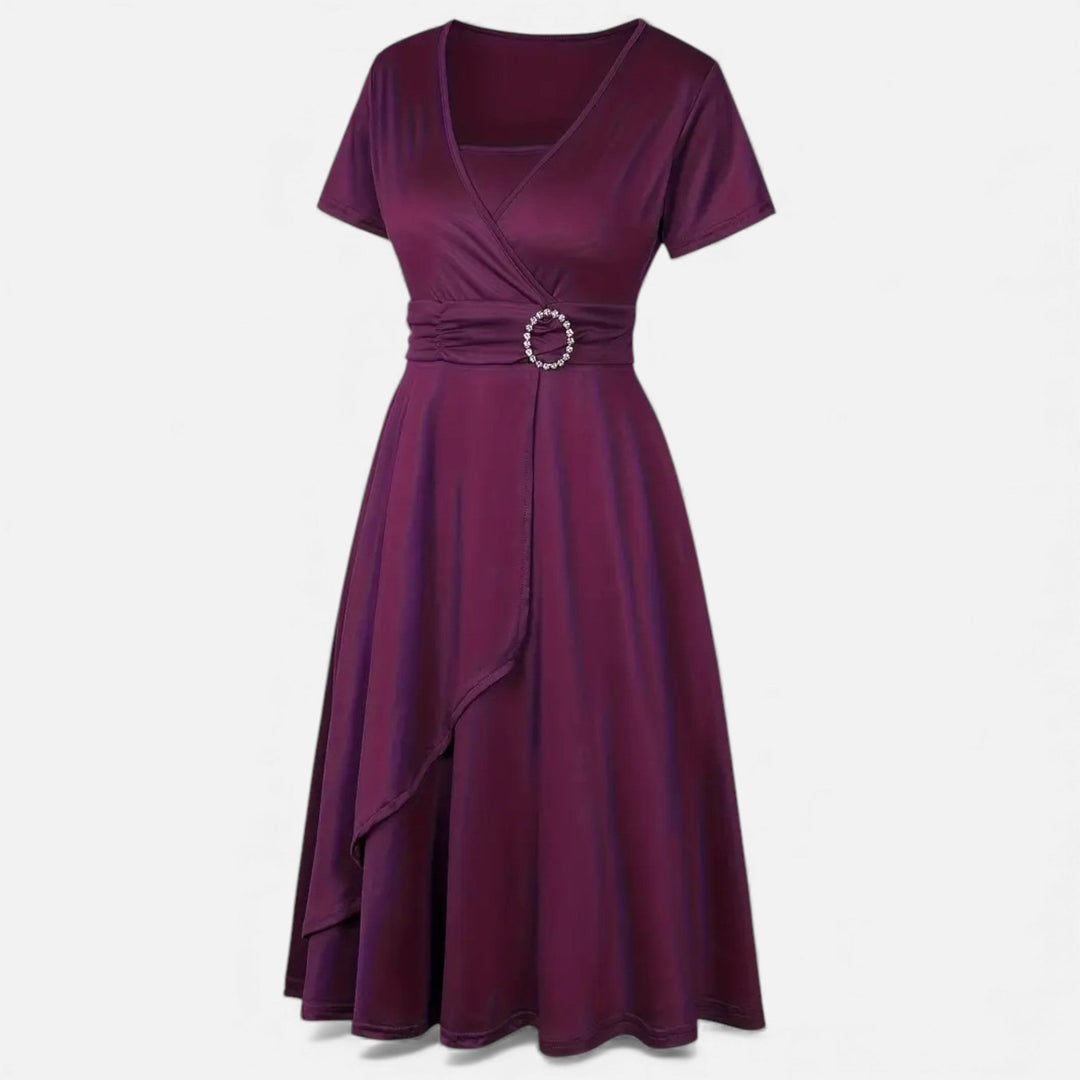 Charles Maison | Women’s Rhinestone V-Neck Asymmetrical Evening Dress
