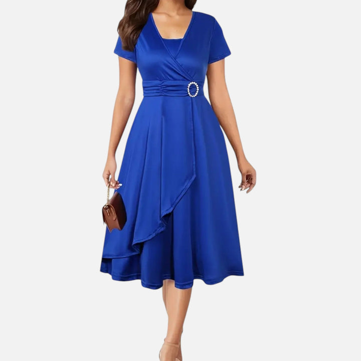 Charles Maison | Women’s Rhinestone V-Neck Asymmetrical Evening Dress