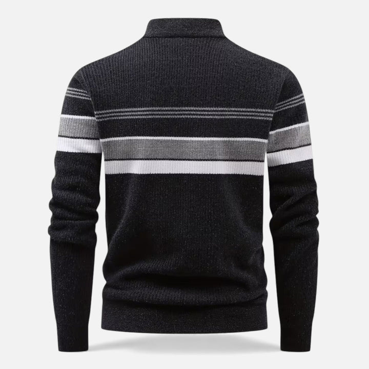 Charles Maison | Men’s Thick Half-Zip Striped Knit Sweater