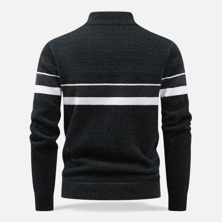 Charles Maison | Men’s Thick Half-Zip Striped Knit Sweater