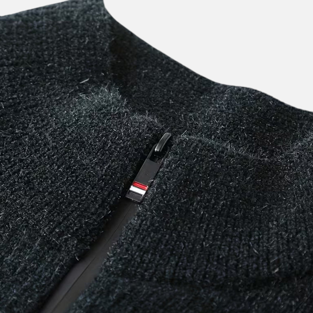 Charles Maison | Men’s Thick Half-Zip Striped Knit Sweater