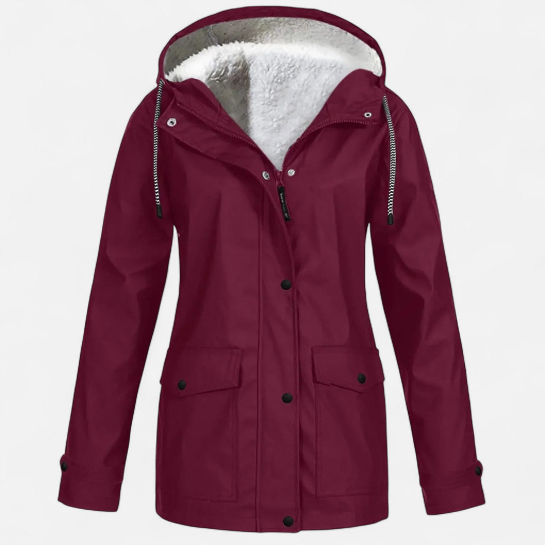 Charles Maison | Women’s Hooded Ski Coat in Plush Velvet Windproof