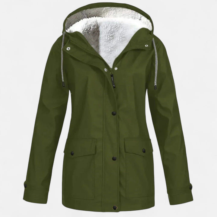Charles Maison | Women’s Hooded Ski Coat in Plush Velvet Windproof