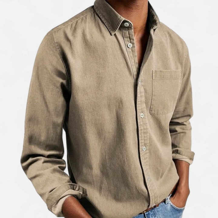 Charles Maison | Men’s Solid Long-Sleeve Business Shirt