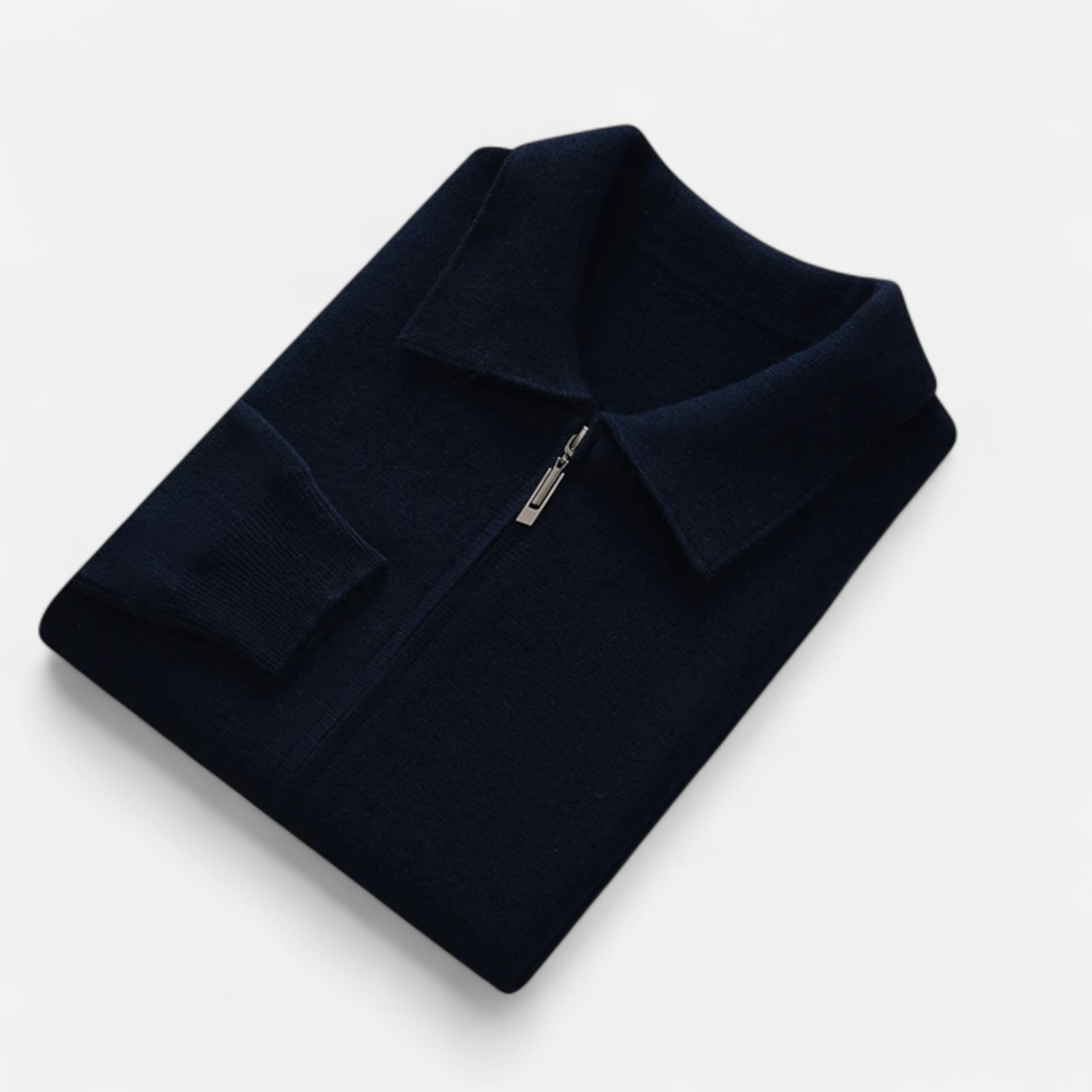 Charles Maison | Men’s Wool-Cashmere Zip Business Sweater