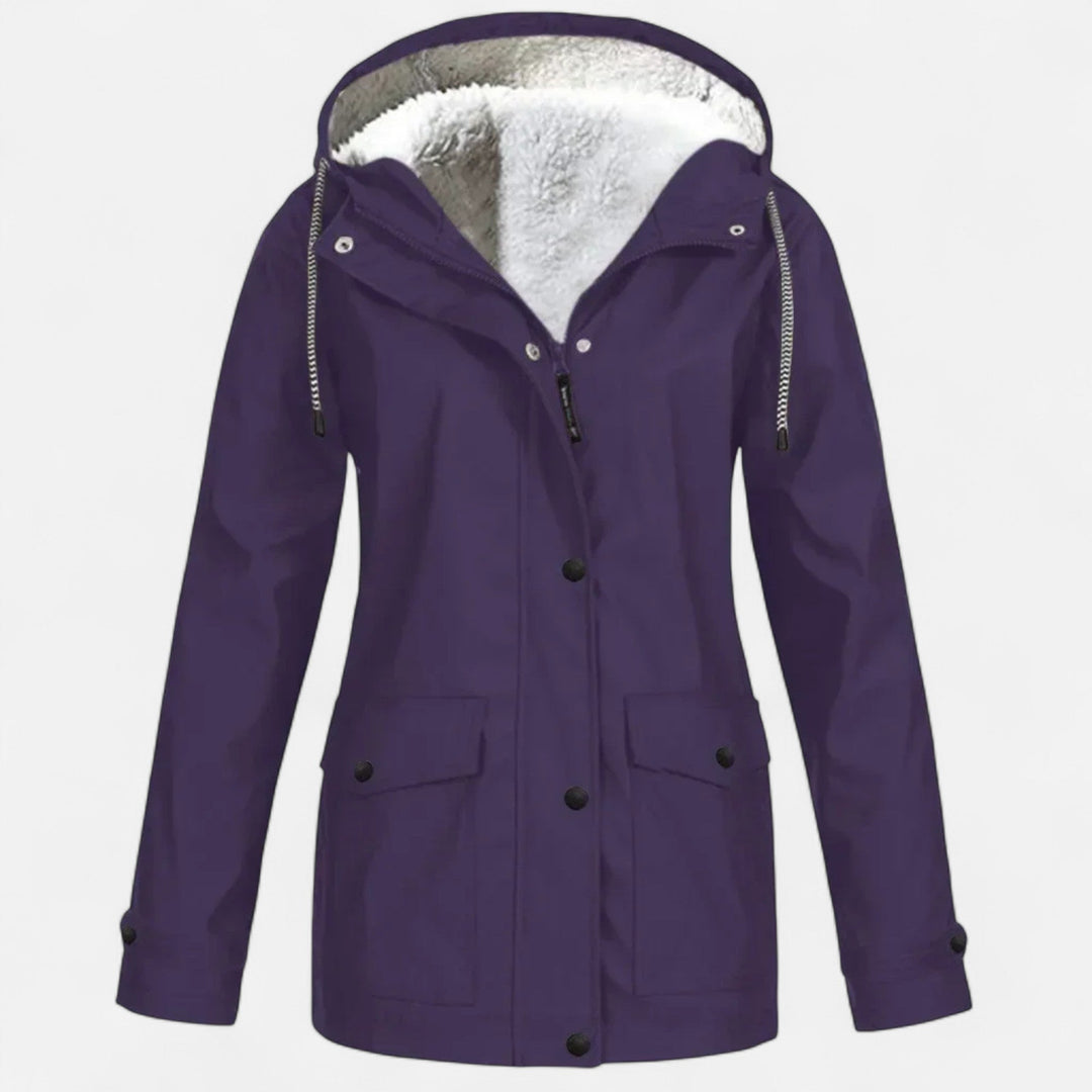 Charles Maison | Women’s Hooded Ski Coat in Plush Velvet Windproof