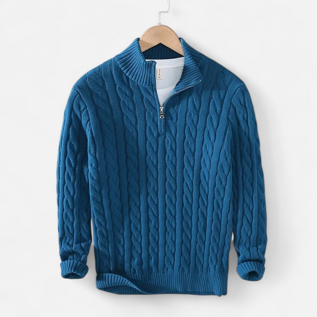 Charles Maison | Men’s Thick-Knit Turtleneck Zip Sweater