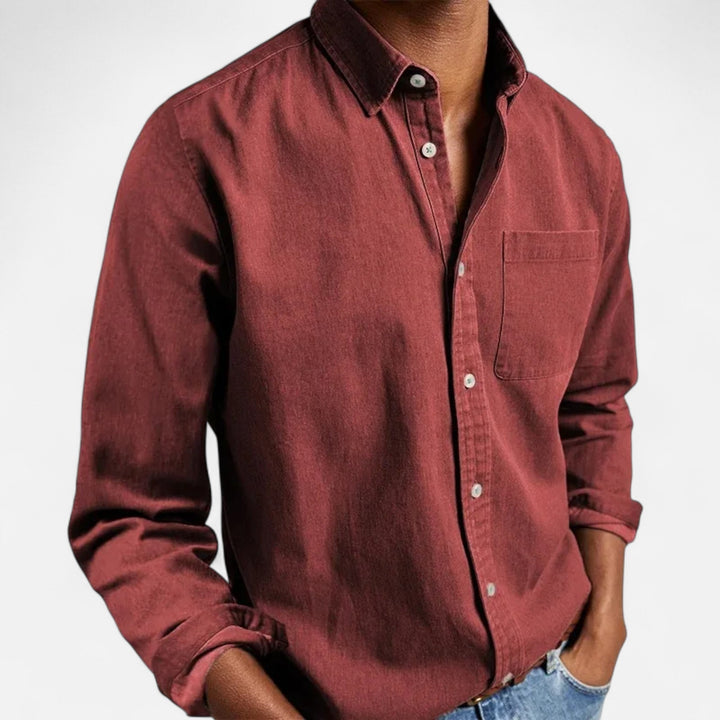 Charles Maison | Men’s Solid Long-Sleeve Business Shirt