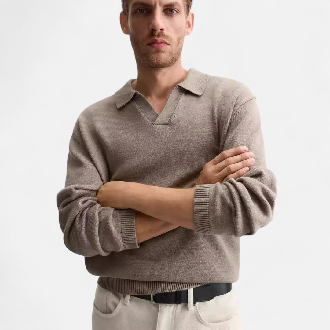 Charles Maison | Men’s Knitted Cotton Polo Shirt