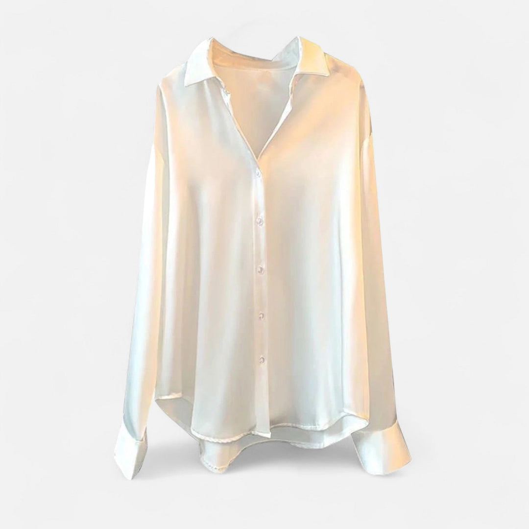 Charles Maison | Women’s Silk Satin Blouse – Autumn Poise Edition