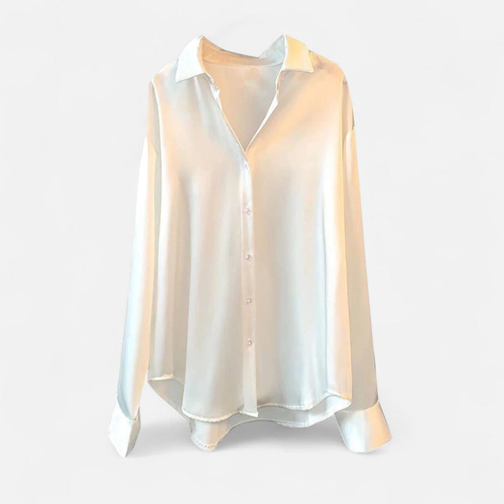 Charles Maison | Women’s Silk Satin Blouse – Autumn Poise Edition