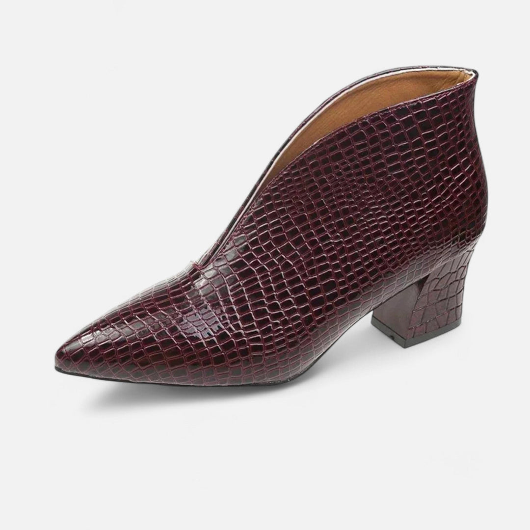 Charles Maison | Women’s Patent Leather V-Cut Ankle Boots